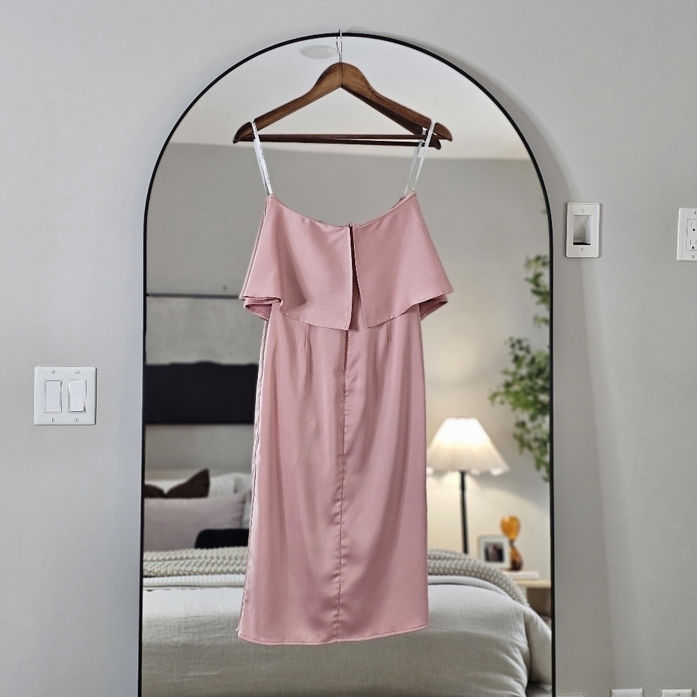 Lovers + Friends Baby Pink Satin Midi Dress, Size XS - Picture 6 of 12